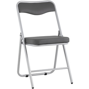 Изображение товара Складной стул Джонни экокожа серый каркас металлик