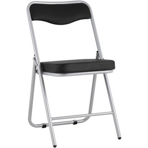 Изображение товара Складной стул Джонни экокожа черный каркас металлик