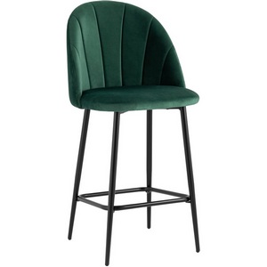 Изображение товара Стул полубарный Логан велюр зелёный