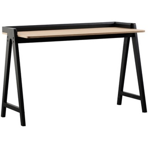 Изображение товара Стол с деревянной столешницей письменный Pyramid 118*53 светлое дерево/черный (прямоугольная столешница, 4 ножки)