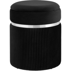 Изображение товара Пуфик круглый черный Миранда с ящиком серебро велюр черный