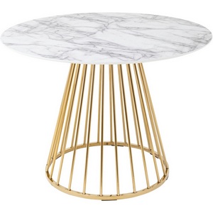 Изображение товара Стол обеденный Ливерпуль 110*110 белый мрамор (круглая столешница, О-образная опора)