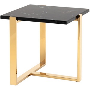 Изображение товара Журнальный стол квадратный с нагрузкой 50 кг Тоби 61*61 черный мрамор сталь золото