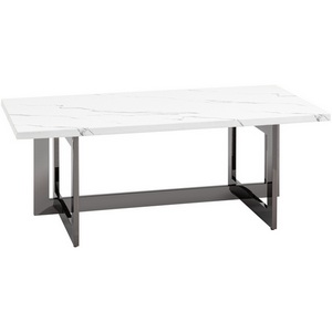 Изображение товара Журнальный столик Нэйтан 122*61 белый мрамор сталь темный хром (прямоугольная столешница)