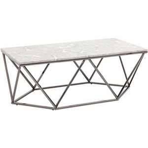 Изображение товара Журнальный столик Авалон 122*66 серый мрамор сталь темный хром (прямоугольная столешница)