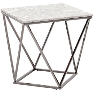 Изображение товара Журнальный стол без полки Авалон 61*61 серый мрамор сталь темный хром (квадратная столешница)