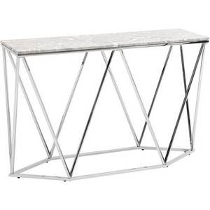 Изображение товара Консоль Авалон 122*41 серый мрамор сталь серебро (прямоугольная столешница)