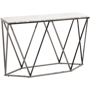 Изображение товара Консоль Авалон 122*41 серый мрамор сталь темный хром (прямоугольная столешница)