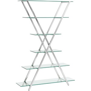 Изображение товара Стеллаж для книг глубиной 30 см Гейт прозрачное стекло сталь серебро