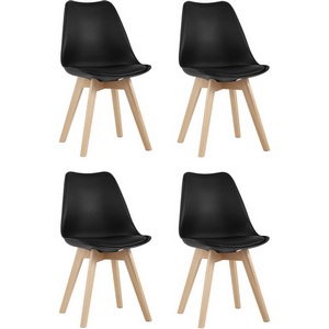 Изображение товара Стул для гостиной деревянный с экокожей FRANKFURT черный 4 шт.