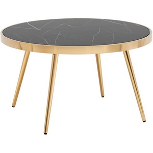 Изображение товара Журнальный столик Гелиос 80*80 стекло черный мрамор сталь золото (круглая столешница, 4 ножки)