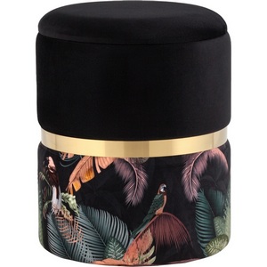 Изображение товара Пуфик круглый черный Кэрри с ящиком велюр Tropic