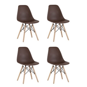 Изображение товара Стул для кухни пластиковый с нагрузкой 100 кг Eames Style DSW коричневый x4 (разборный каркас)