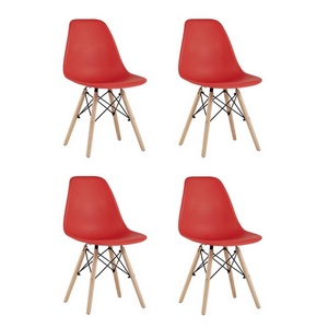Изображение товара Стул для кухни пластиковый с нагрузкой 100 кг Eames Style DSW красный x4 (разборный каркас)