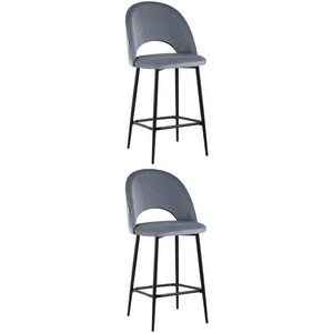 Изображение товара Стул полубарный Меган велюр серый 2 шт. арт.