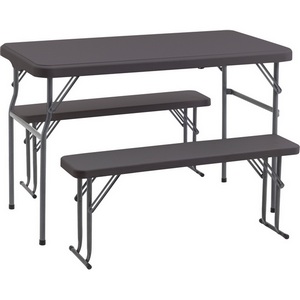 Изображение товара Комплект стола и двух скамеек Кейт коричневый,