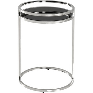 Изображение товара Журнальный столик Гестия 41*60см стекло черное сталь серебро (круглая столешница, О-образная опора)