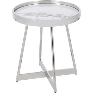 Изображение товара Журнальный столик Гера 50*50 см сталь серебро (круглая столешница, X-образная опора)