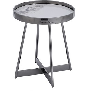 Изображение товара Журнальный столик Гера 50*50 см белая керамика (круглая столешница, X-образная опора)