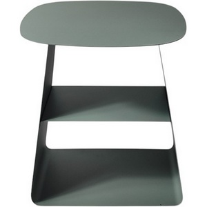 Изображение товара Журнальный стол квадратный зеленый с полкой Leyre металл серый УТ000040308