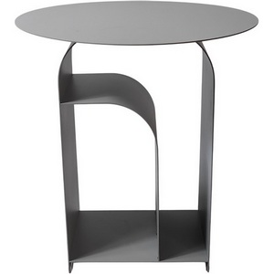 Изображение товара Журнальный столик с полкой Arwel металл черный УТ000040310 (круглая столешница, I I-образная опора)