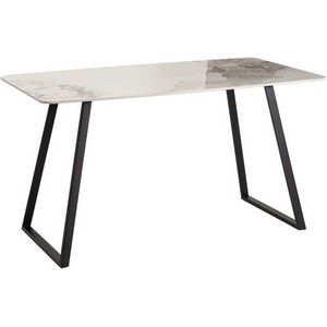 Изображение товара Стол обеденный Vermont 140*80 см керамика светлая ножки черные