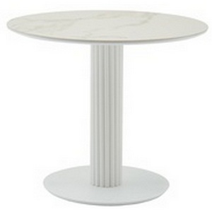 Изображение товара Стол круглый Терралино D90 верх керамика белый матовый, основание металл белый арт.