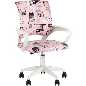 Изображение товара Кресло офисное Simple SN Junior принт Pink Cats пластик белый