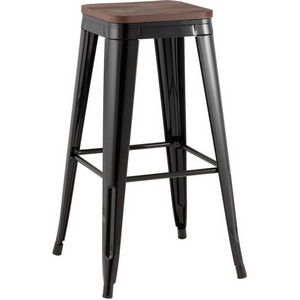 Изображение товара Стул барный TOLIX черный глянцевый + темное дерево KD