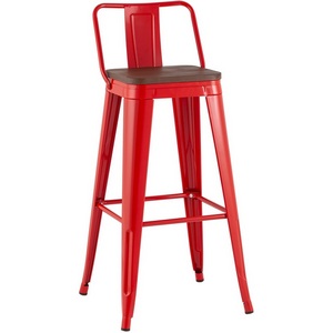 Изображение товара Стул барный TOLIX со спинкой красный глянцевый + темное дерево KD