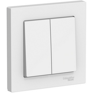 Изображение товара Выключатель встраиваемый двухклавишный (белый) Systeme Electric AtlasDesign ATN000152