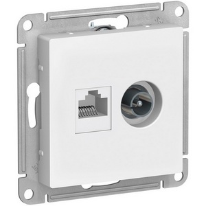 Изображение товара ТВ-розетка встраиваемая и Ethernet RJ-45 (белый) Systeme Electric AtlasDesign ATN000189
