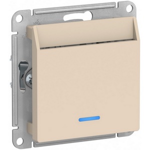 Изображение товара Карточный выключатель одноклавишный с подсветкой встраиваемый (бежевый) Systeme Electric AtlasDesign ATN000267