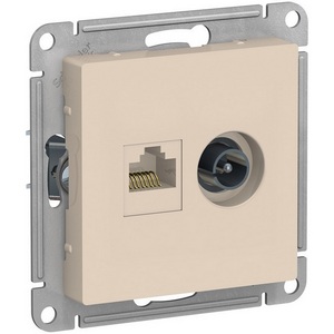 Изображение товара ТВ-розетка встраиваемая и Ethernet RJ-45 (бежевый) Systeme Electric AtlasDesign ATN000289