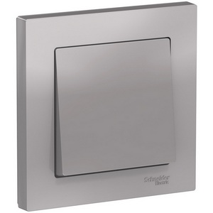 Изображение товара Выключатель встраиваемый одноклавишный (алюминий) Systeme Electric AtlasDesign ATN000312