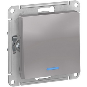Изображение товара Выключатель встраиваемый одноклавишный с подсветкой (алюминий) Systeme Electric AtlasDesign ATN000313