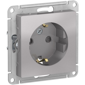 Изображение товара Розетка встраиваемая с заземлением (алюминий) Systeme Electric AtlasDesign ATN000345