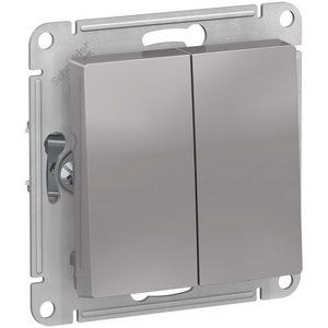 Изображение товара Выключатель встраиваемый двухклавишный (алюминий) Systeme Electric AtlasDesign ATN000365