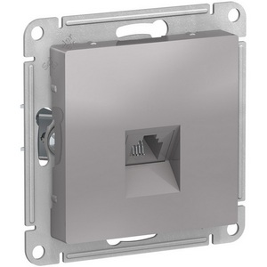 Изображение товара Телефонная розетка встраиваемая RJ-11 (алюминий) Systeme Electric AtlasDesign ATN000381
