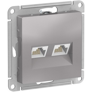 Изображение товара Розетка встраиваемая двойная Ethernet RJ-45 (алюминий) Systeme Electric AtlasDesign ATN000385