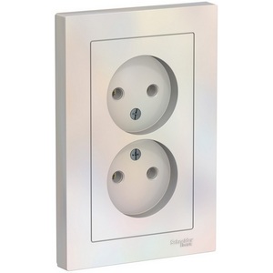 Изображение товара Розетка встраиваемая двойная без заземления (жемчужный) Systeme Electric AtlasDesign ATN000420