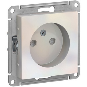 Изображение товара Розетка встраиваемая без заземления со шторками (жемчужный) Systeme Electric AtlasDesign ATN000449