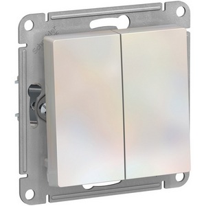 Изображение товара Выключатель встраиваемый двухклавишный (жемчужный) Systeme Electric AtlasDesign ATN000451