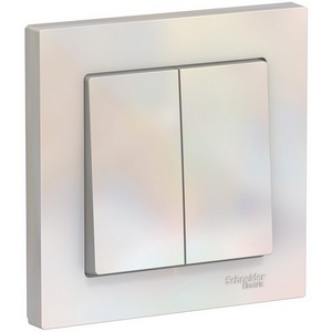 Изображение товара Выключатель встраиваемый двухклавишный (жемчужный) Systeme Electric AtlasDesign ATN000452