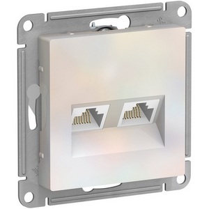Изображение товара Розетка встраиваемая двойная Ethernet RJ-45 (жемчужный) Systeme Electric AtlasDesign ATN000485