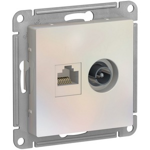 Изображение товара ТВ-розетка встраиваемая и Ethernet RJ-45 (жемчужный) Systeme Electric AtlasDesign ATN000489
