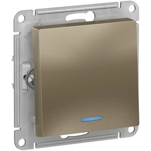 Изображение товара Выключатель встраиваемый одноклавишный с подсветкой (шампань) Systeme Electric AtlasDesign ATN000513