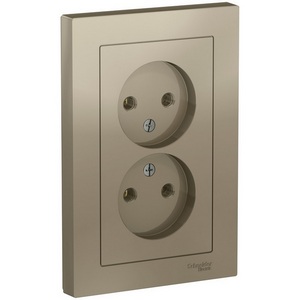 Изображение товара Розетка встраиваемая двойная без заземления (шампань) Systeme Electric AtlasDesign ATN000520