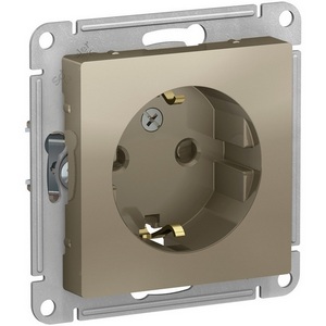 Изображение товара Розетка встраиваемая с заземлением и шторками (шампань) Systeme Electric AtlasDesign ATN000545