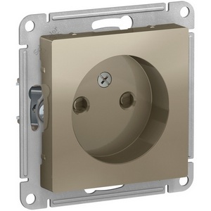 Изображение товара Розетка встраиваемая без заземления со шторками (шампань) Systeme Electric AtlasDesign ATN000549